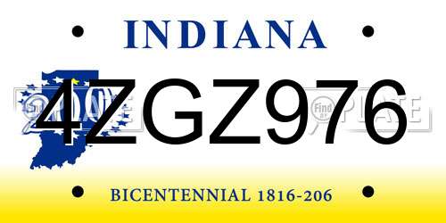 4ZGZ976 Indiana License Plate