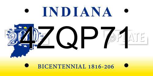 4ZQP71 Indiana License Plate