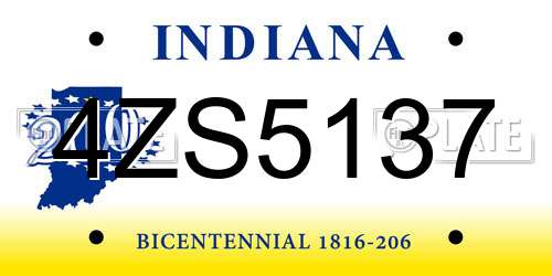 4ZS5137 Indiana License Plate