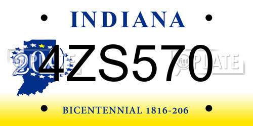 4ZS570 Indiana License Plate