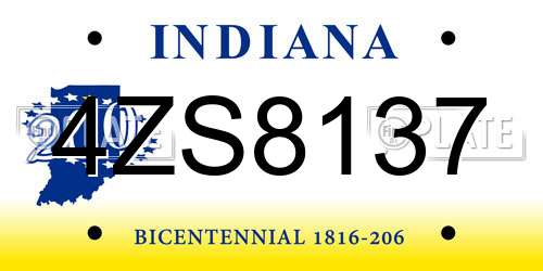 4ZS8137 Indiana License Plate