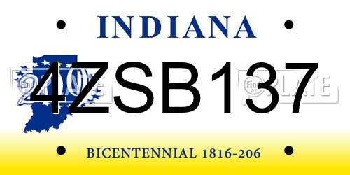 4ZSB137 Indiana License Plate