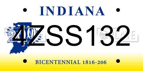 4ZSS132 Indiana License Plate