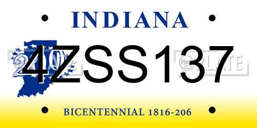 4ZSS137 Indiana License Plate