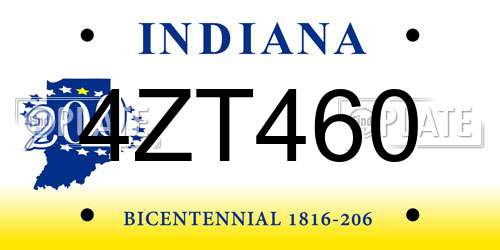 4ZT460 Indiana License Plate
