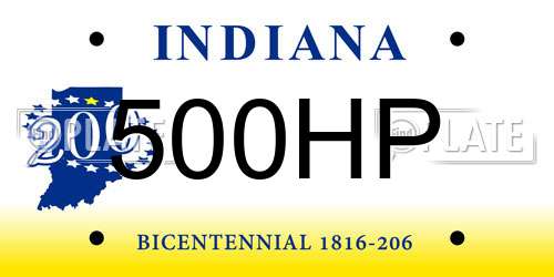 500HP Indiana License Plate