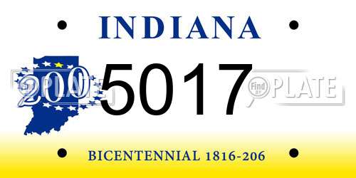 5017 Indiana License Plate