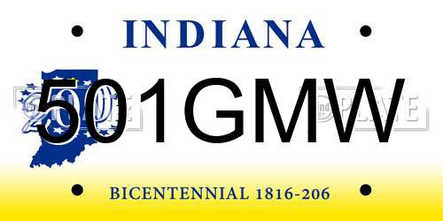 501GMW Indiana License Plate