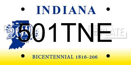 501TNE Indiana License Plate