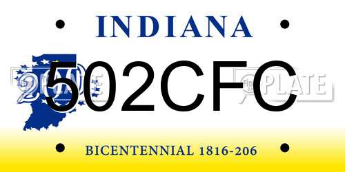 502CFC Indiana License Plate