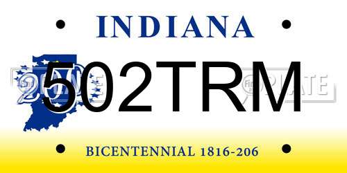 502TRM Indiana License Plate