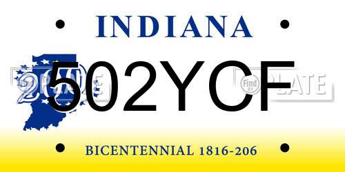 502YCF Indiana License Plate