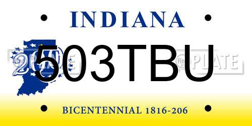 503TBU Indiana License Plate