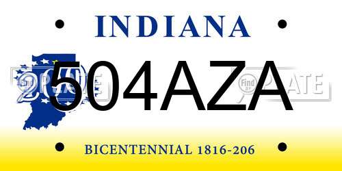 504AZA Indiana License Plate
