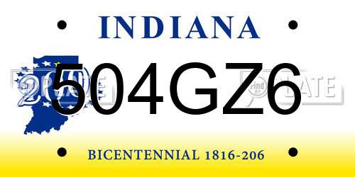 504GZ6 Indiana License Plate