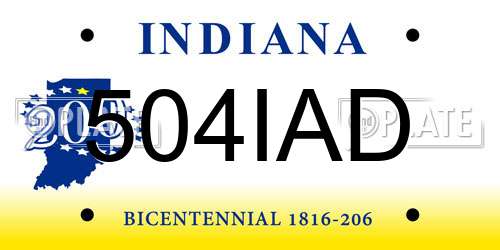 504IAD Indiana License Plate