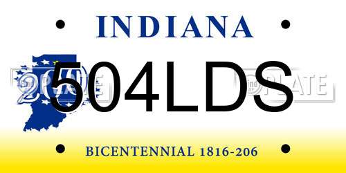 504LDS Indiana License Plate