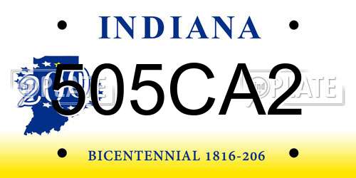 505CA2 Indiana License Plate