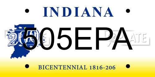 505EPA Indiana License Plate