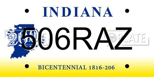 506RAZ Indiana License Plate