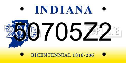 50705Z2 Indiana License Plate
