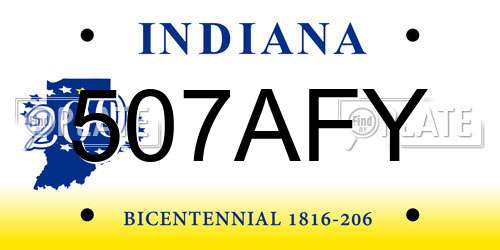 507AFY Indiana License Plate
