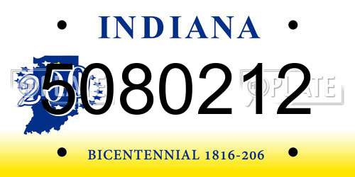 5080212 Indiana License Plate