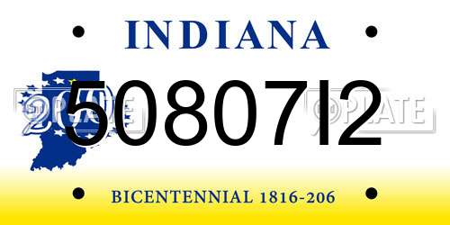 50807I2 Indiana License Plate