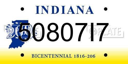 50807I7 Indiana License Plate