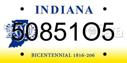 50851O5 Indiana License Plate