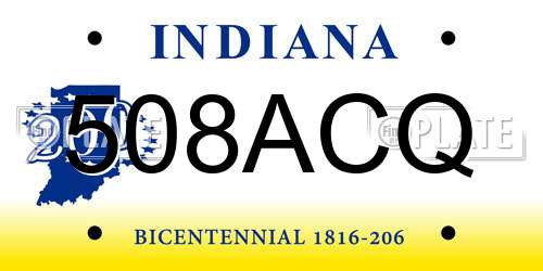 508ACQ Indiana License Plate