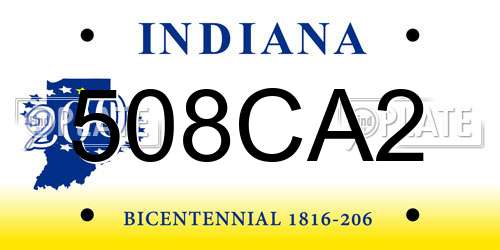 508CA2 Indiana License Plate