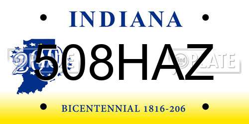 508HAZ Indiana License Plate