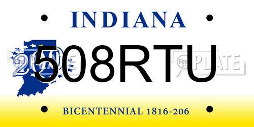 508RTU Indiana License Plate