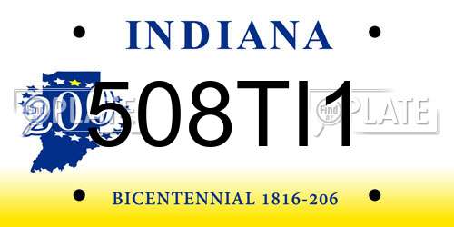 508TI1 Indiana License Plate