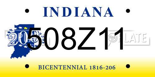 508Z11 Indiana License Plate