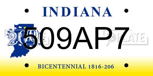509AP7 Indiana License Plate