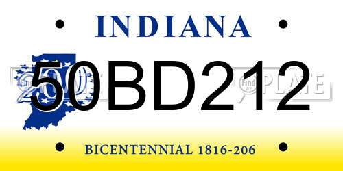 50BD212 Indiana License Plate