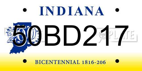 50BD217 Indiana License Plate