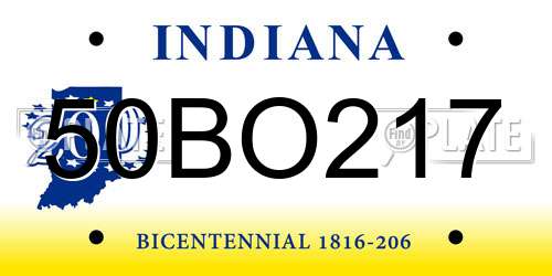 50BO217 Indiana License Plate