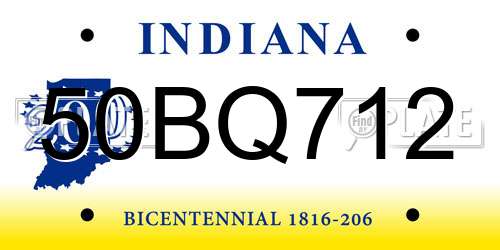 50BQ712 Indiana License Plate