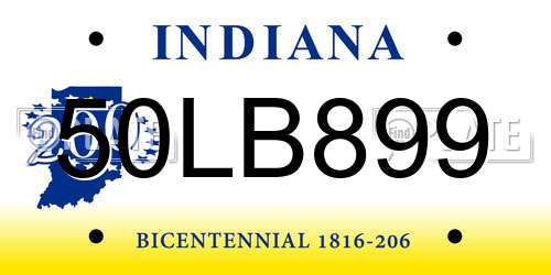 50LB899 Indiana License Plate