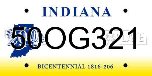 50OG321 Indiana License Plate
