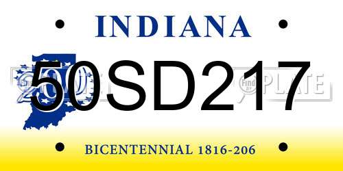 50SD217 Indiana License Plate
