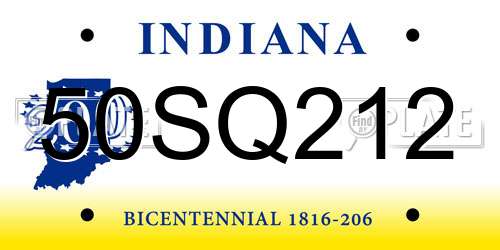 50SQ212 Indiana License Plate