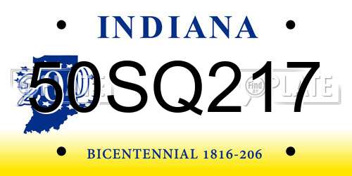 50SQ217 Indiana License Plate