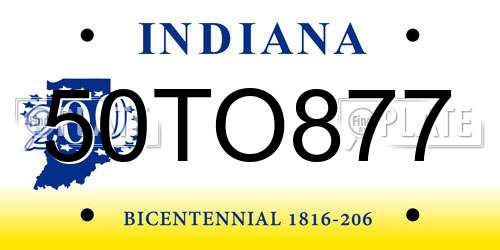 50TO877 Indiana License Plate