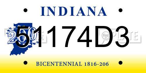 51174D3 Indiana License Plate