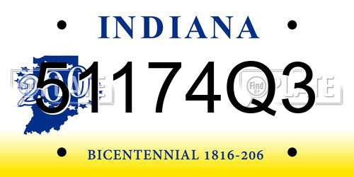 51174Q3 Indiana License Plate