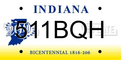 511BQH Indiana License Plate